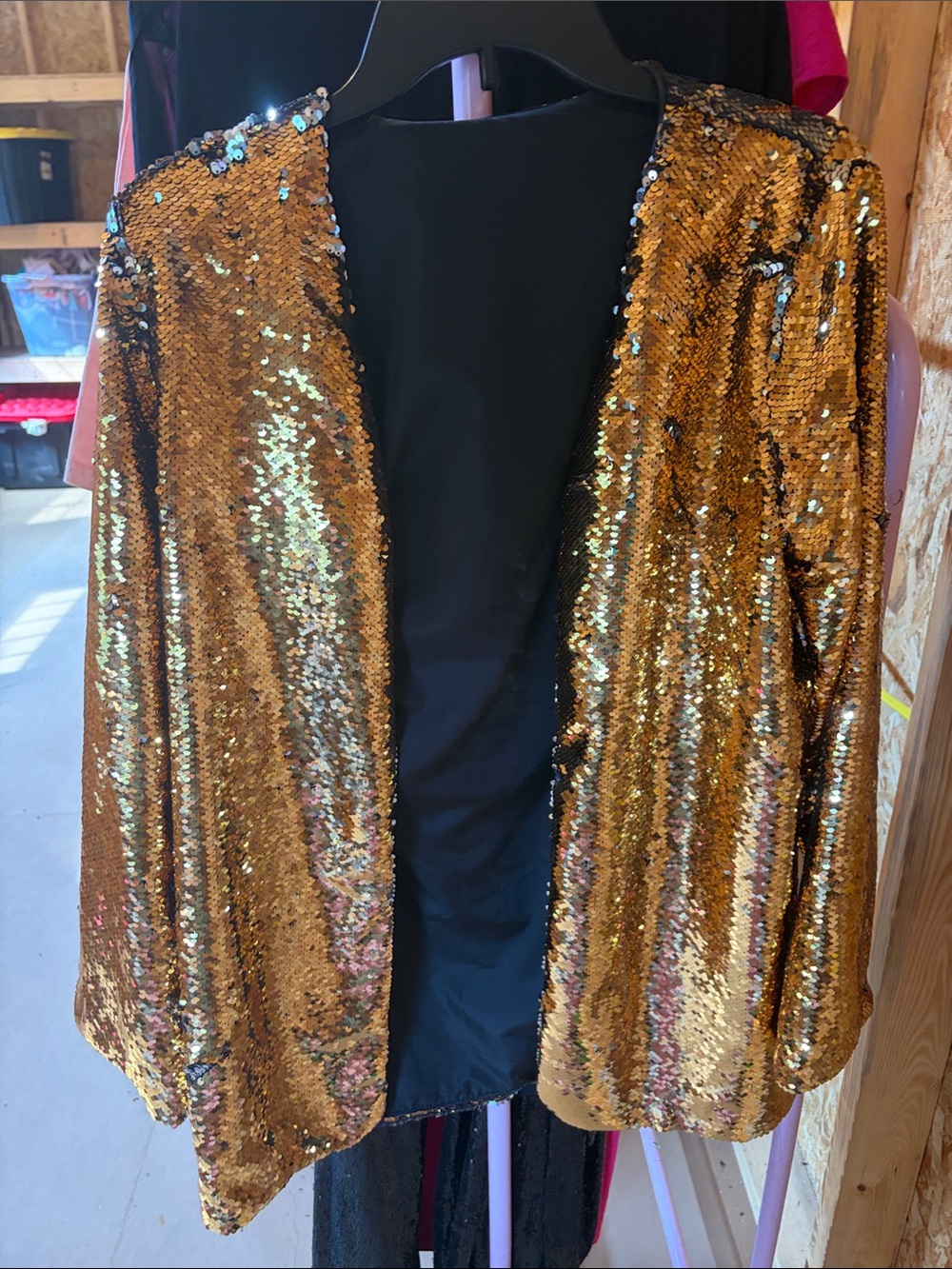 Gold Sequin Open-Front Jacket